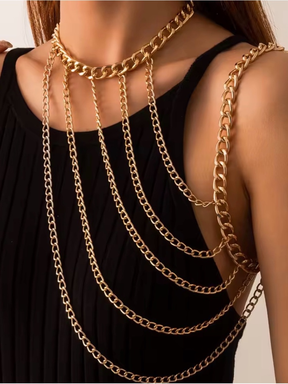 Gold Chain Body Necklace Statement Piece